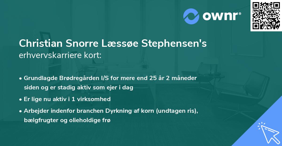 Christian Snorre Læssøe Stephensen's erhvervskarriere kort