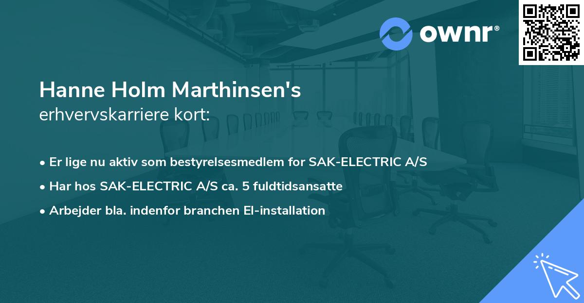 Hanne Holm Marthinsen's erhvervskarriere kort