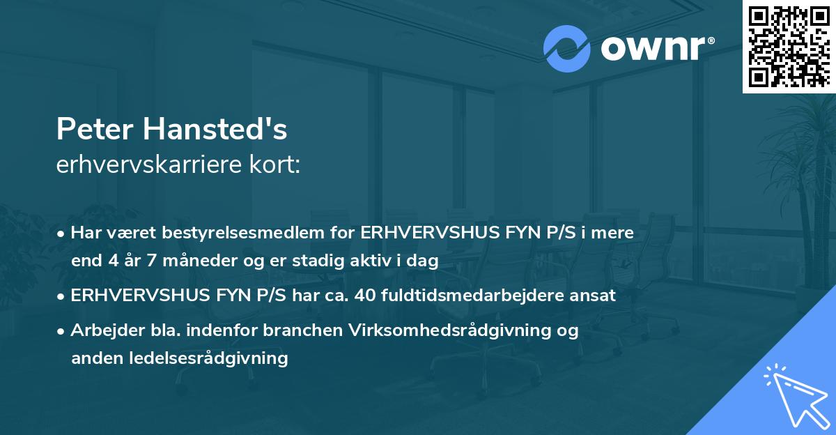 Peter Hansted's erhvervskarriere kort