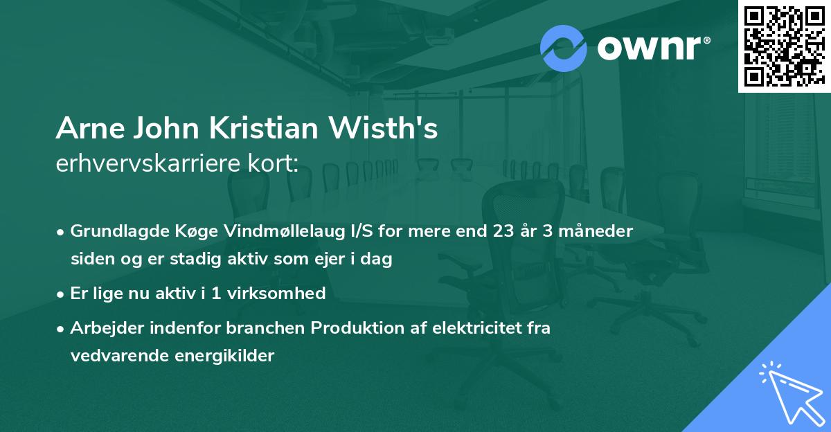 Arne John Kristian Wisth's erhvervskarriere kort