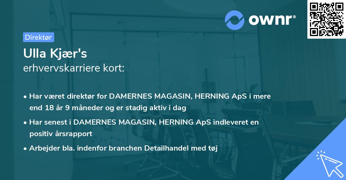 Ulla Kjær's erhvervskarriere kort