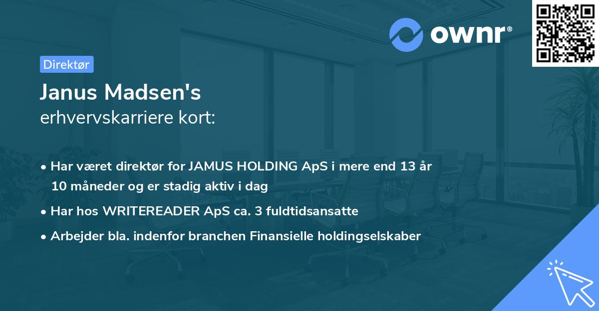 Janus Madsen's erhvervskarriere kort