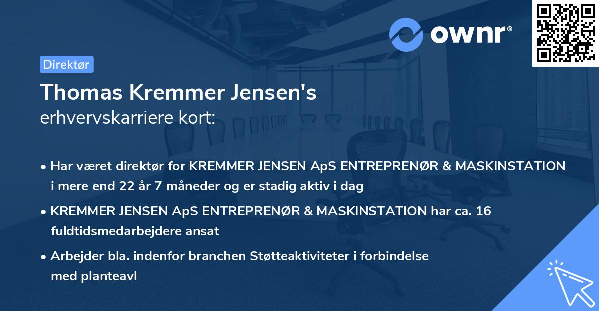 Thomas Kremmer Jensen's erhvervskarriere kort