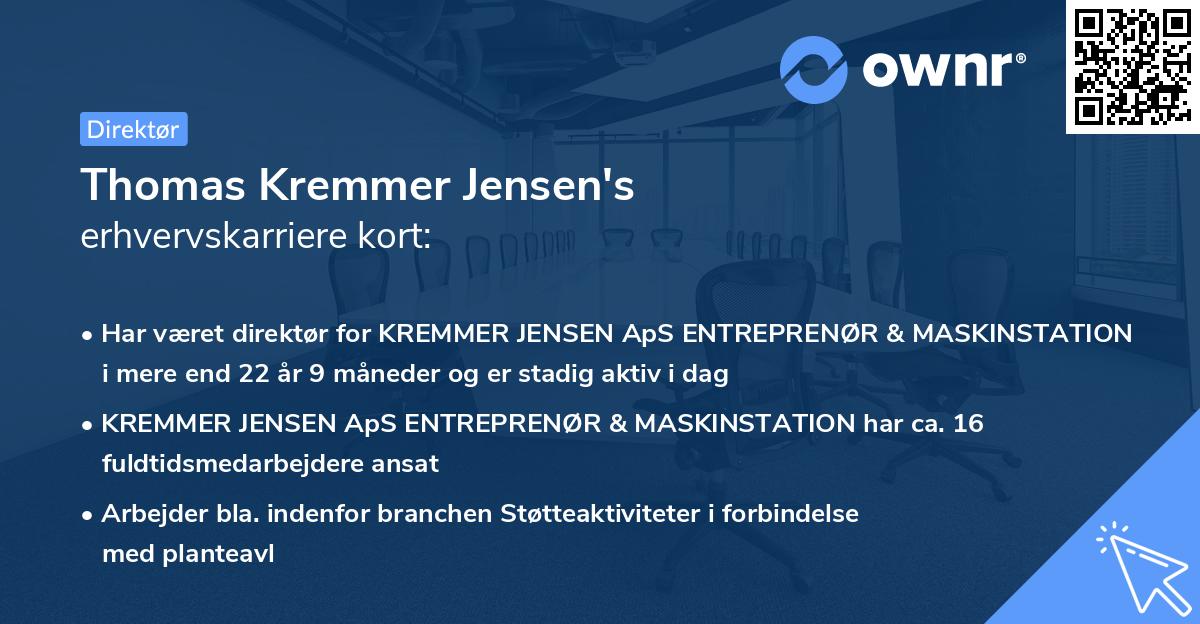 Thomas Kremmer Jensen's erhvervskarriere kort