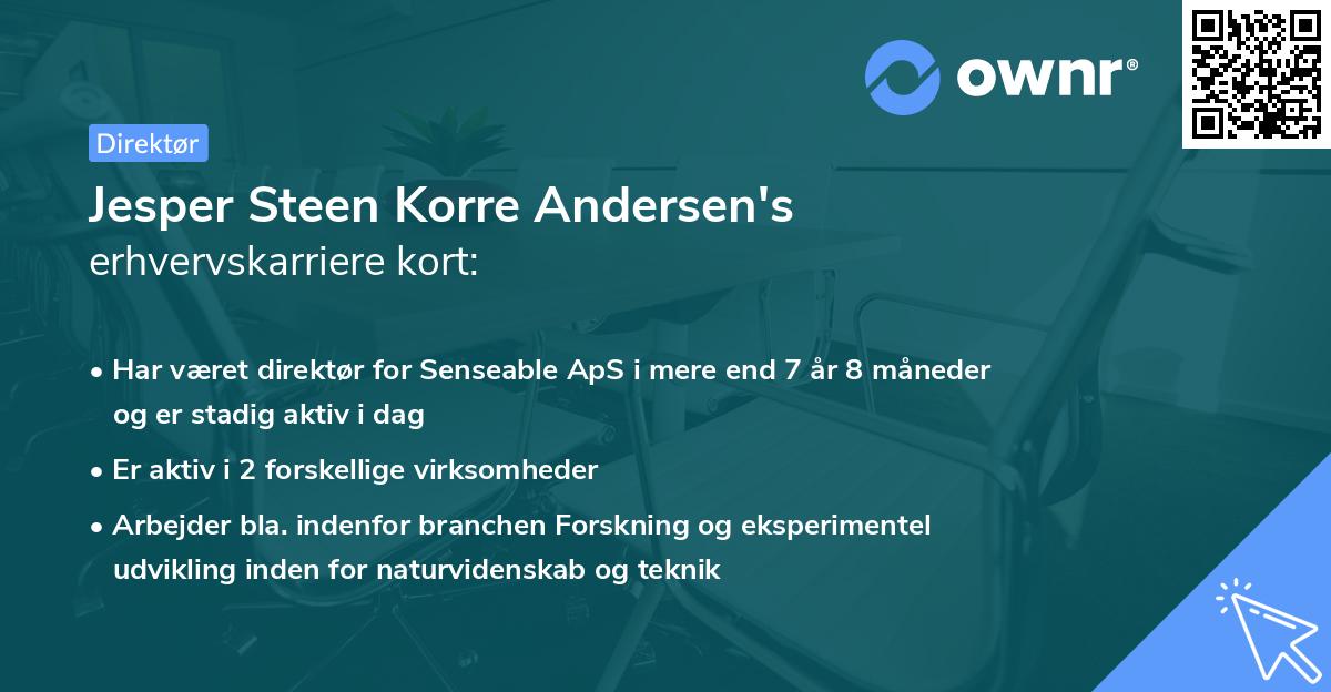 Jesper Steen Korre Andersen's erhvervskarriere kort