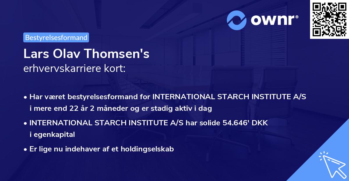 Lars Olav Thomsen's erhvervskarriere kort