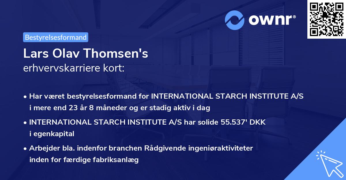 Lars Olav Thomsen's erhvervskarriere kort