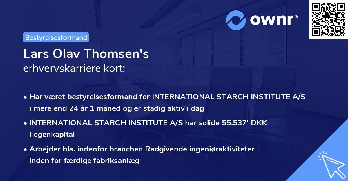 Lars Olav Thomsen's erhvervskarriere kort