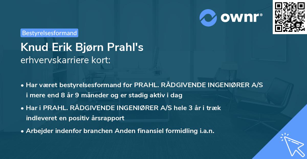 Knud Erik Bjørn Prahl's erhvervskarriere kort