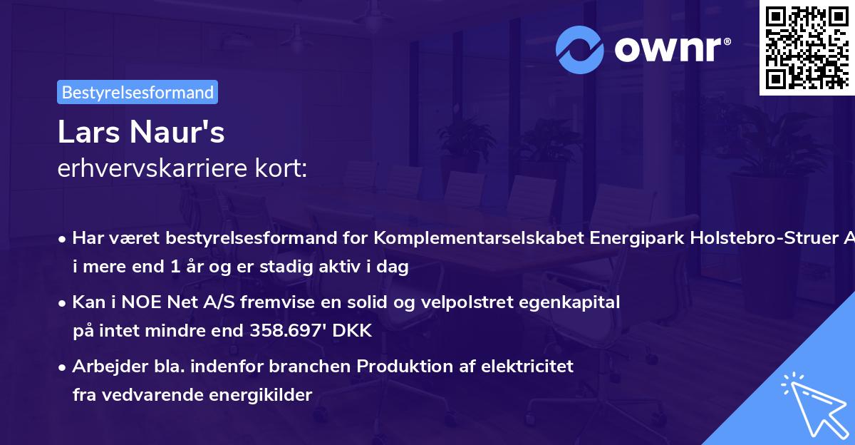 Lars Naur's erhvervskarriere kort