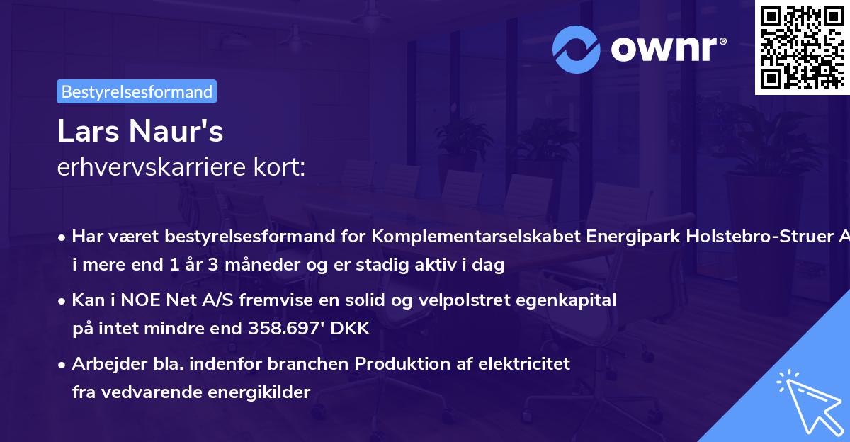 Lars Naur's erhvervskarriere kort