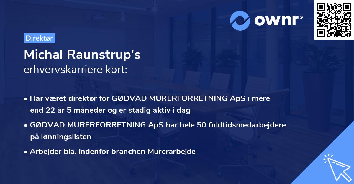 Michal Raunstrup's erhvervskarriere kort