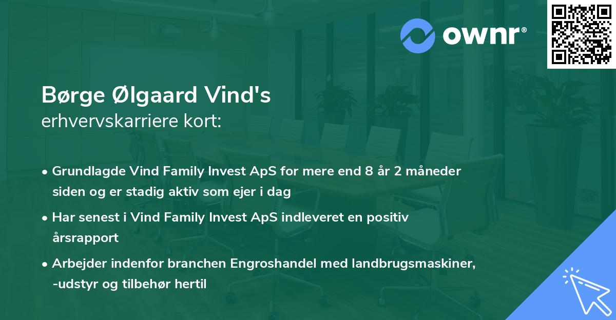 Børge Ølgaard Vind's erhvervskarriere kort