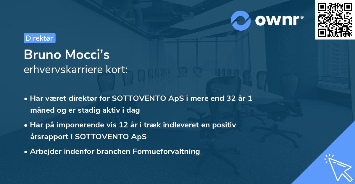 Bruno Mocci's erhvervskarriere kort
