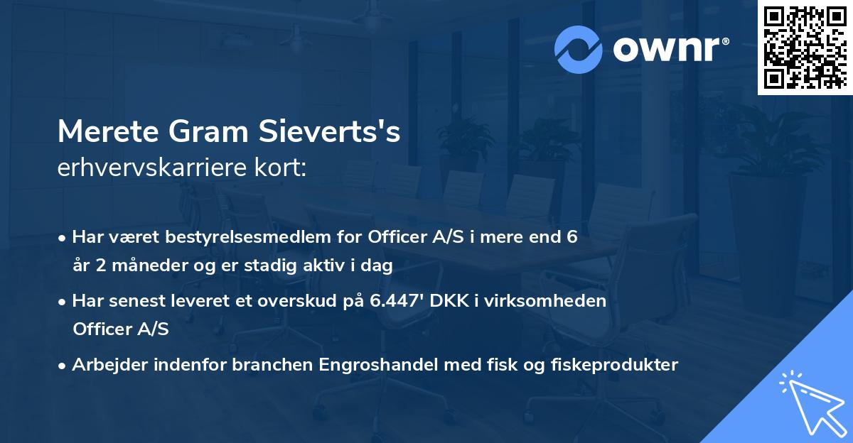 Merete Gram Sieverts's erhvervskarriere kort