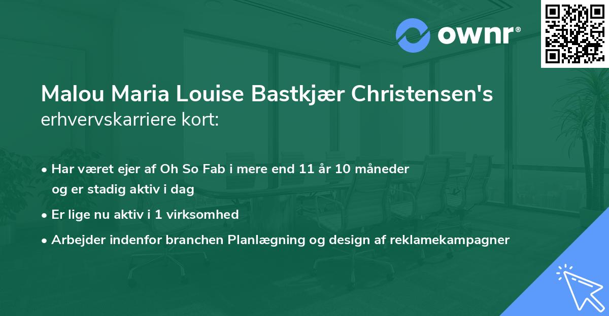 Malou Maria Louise Bastkjær Christensen's erhvervskarriere kort