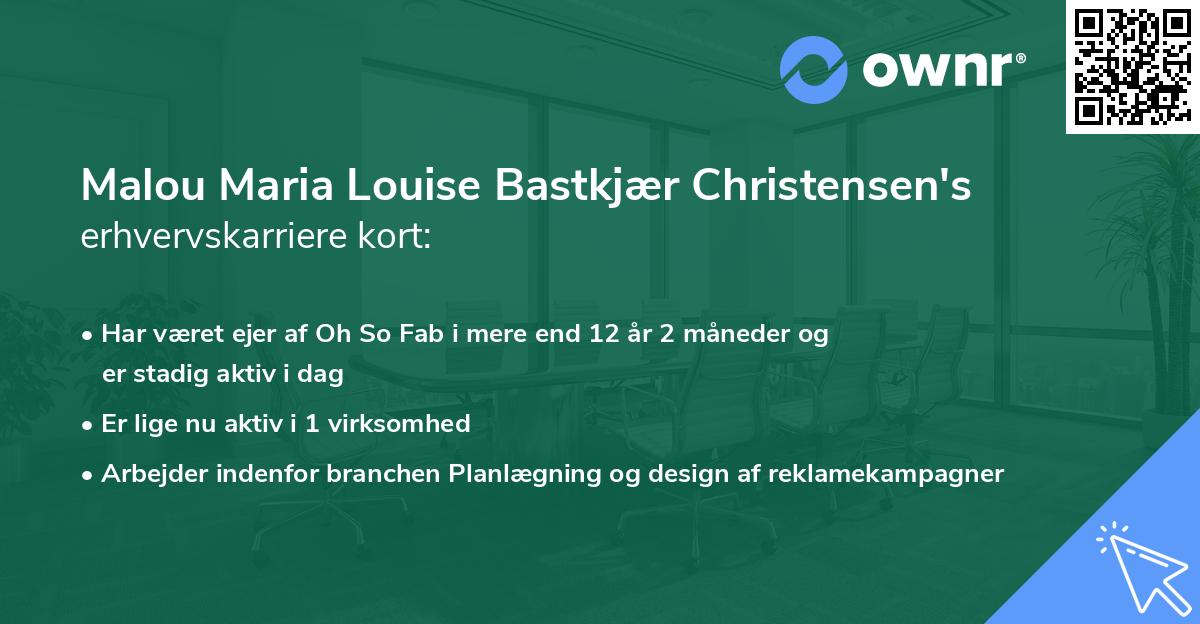 Malou Maria Louise Bastkjær Christensen's erhvervskarriere kort