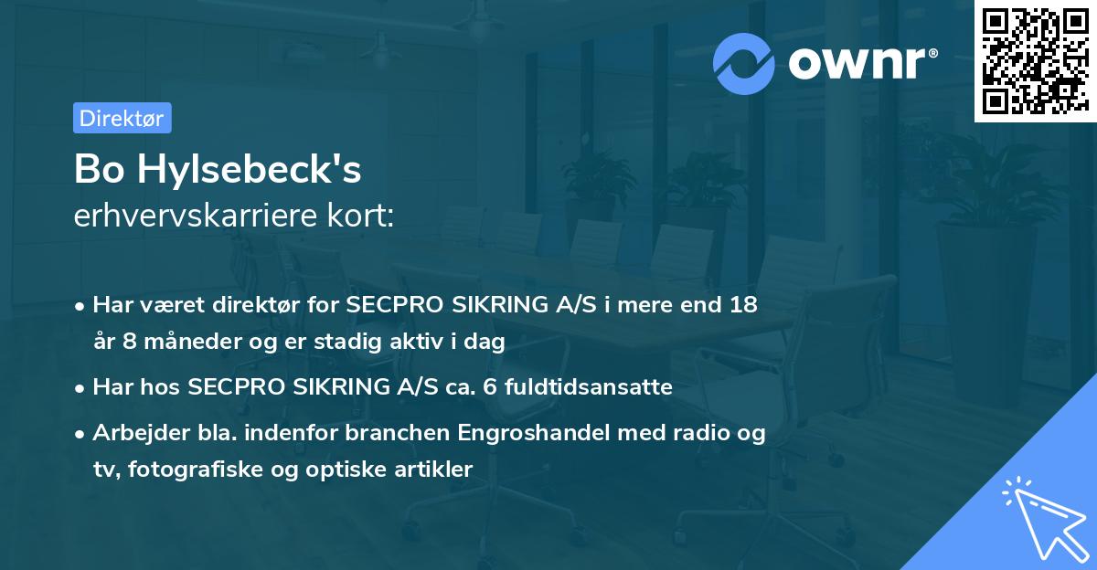 Bo Hylsebeck's erhvervskarriere kort