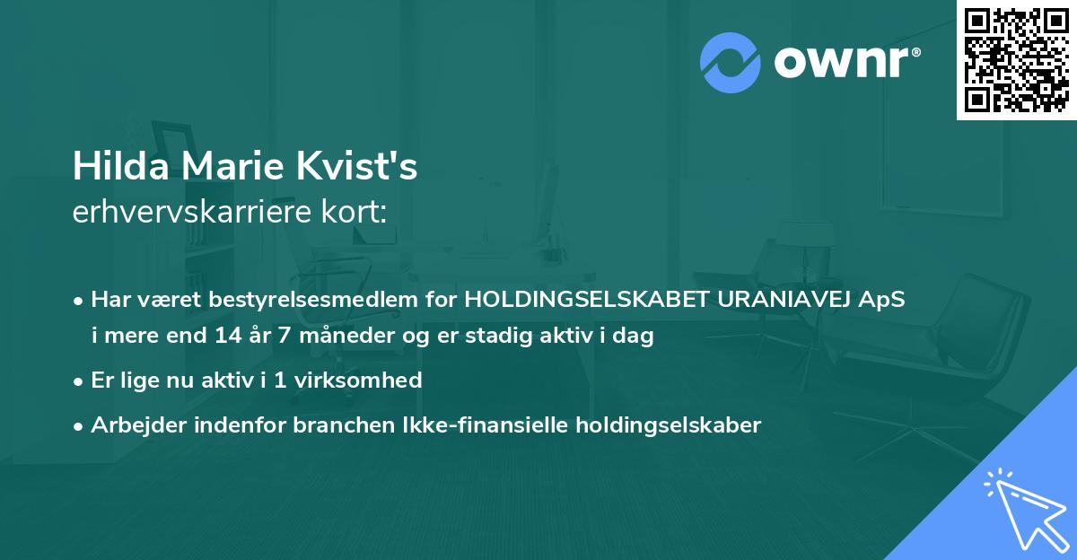 Hilda Marie Kvist's erhvervskarriere kort