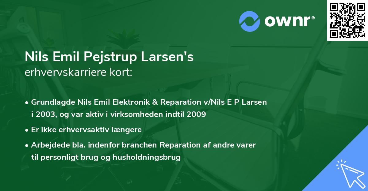 Nils Emil Pejstrup Larsen's erhvervskarriere kort