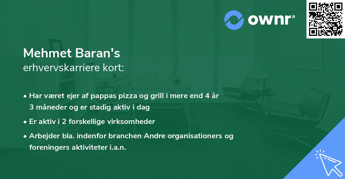Mehmet Baran's erhvervskarriere kort