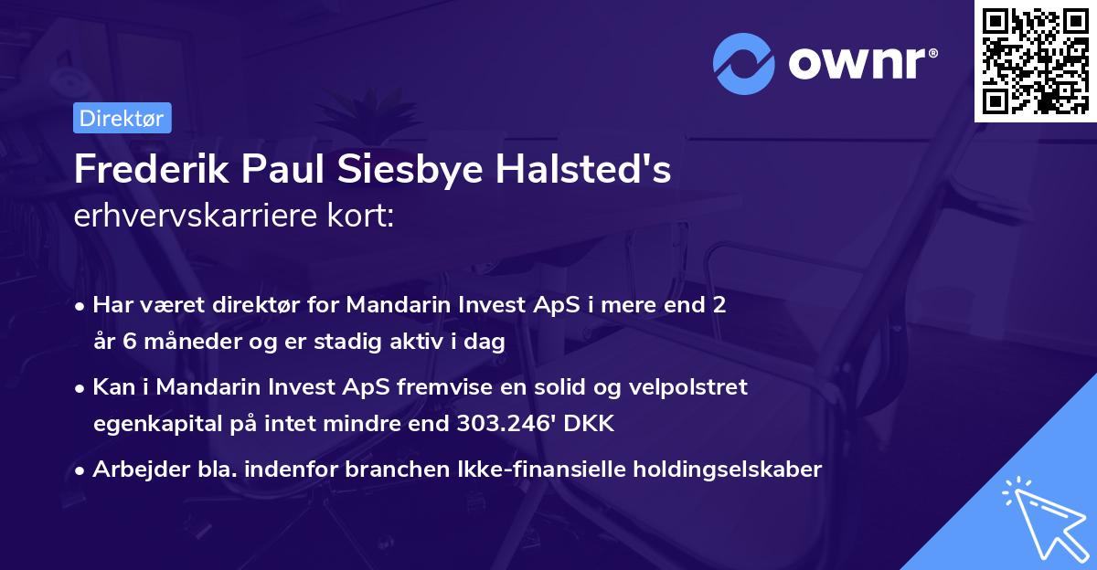 Frederik Paul Siesbye Halsted's erhvervskarriere kort