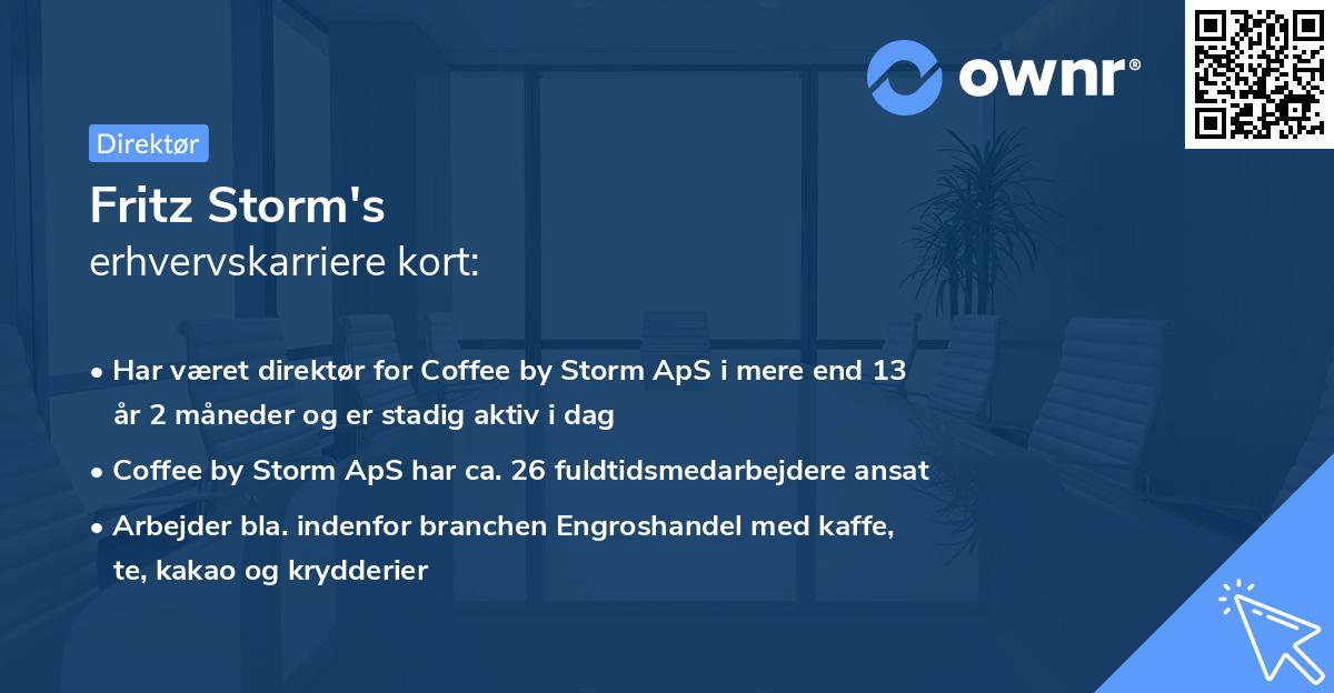 Fritz Storm's erhvervskarriere kort