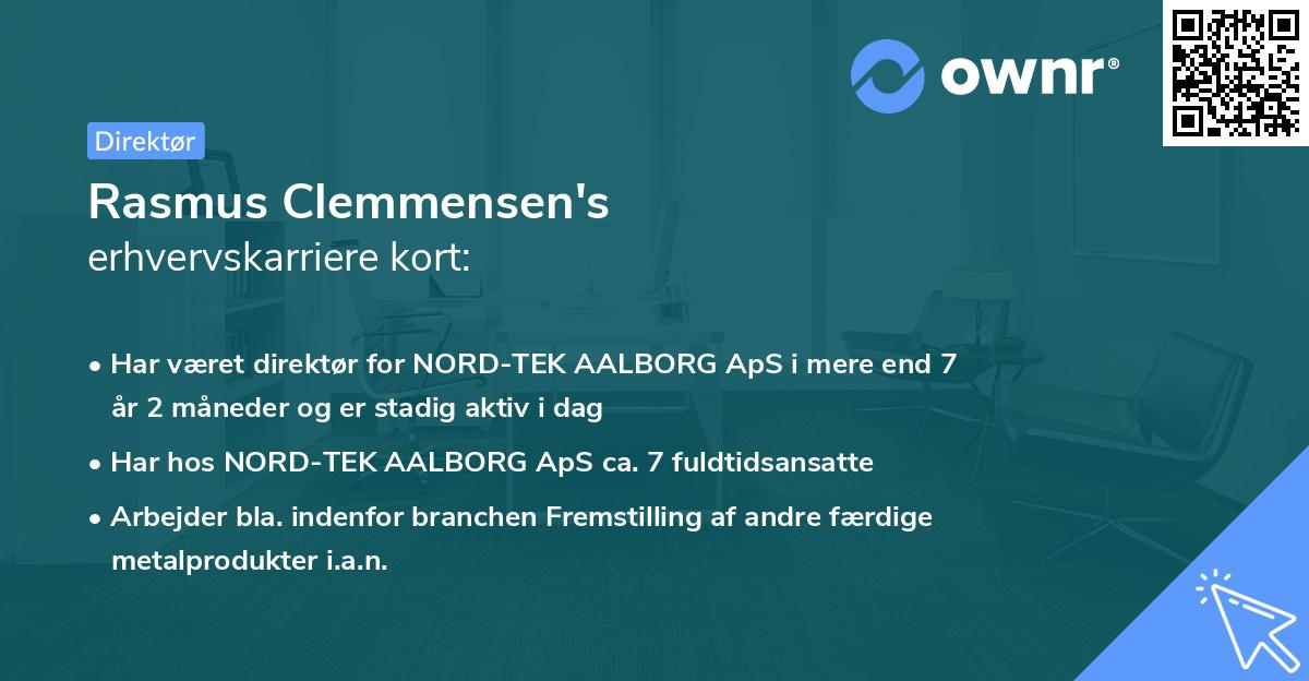 Rasmus Clemmensen's erhvervskarriere kort