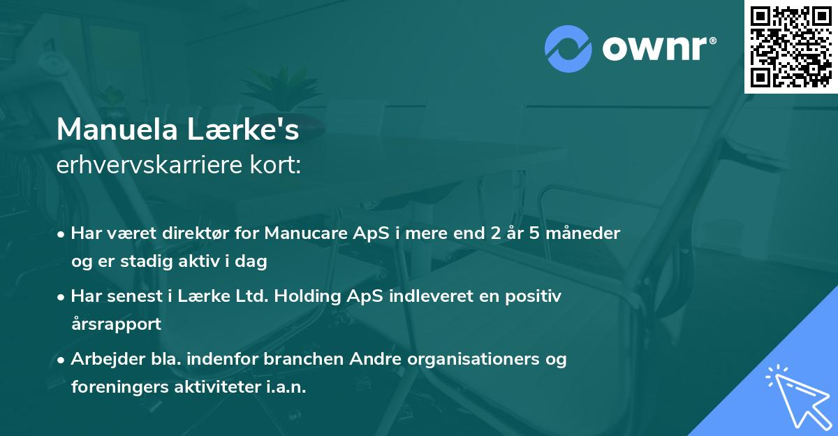 Manuela Lærke's erhvervskarriere kort