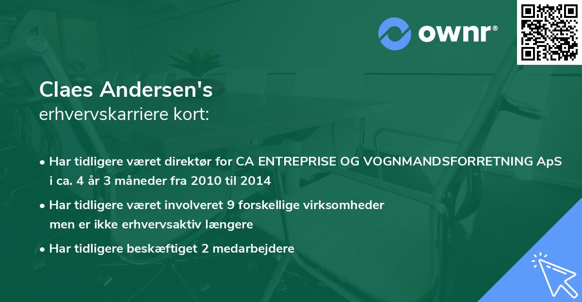 Claes Andersen's erhvervskarriere kort