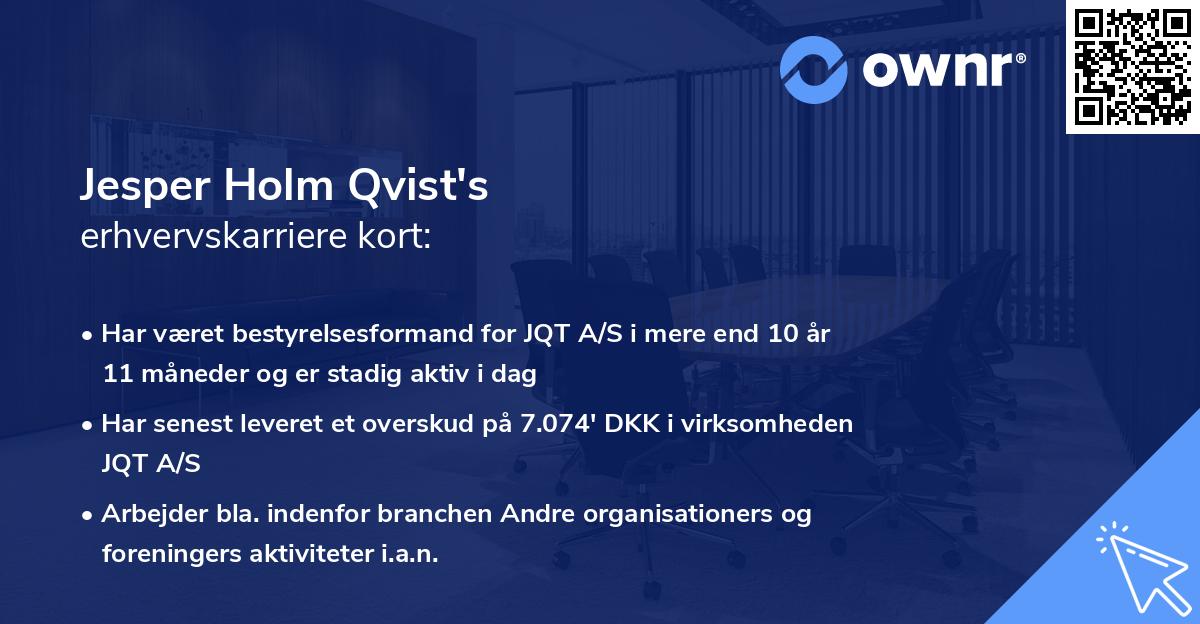 Jesper Holm Qvist's erhvervskarriere kort