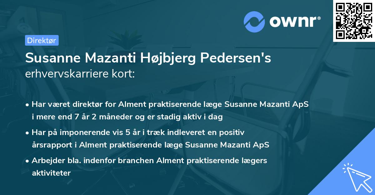 Susanne Mazanti Højbjerg Pedersen's erhvervskarriere kort