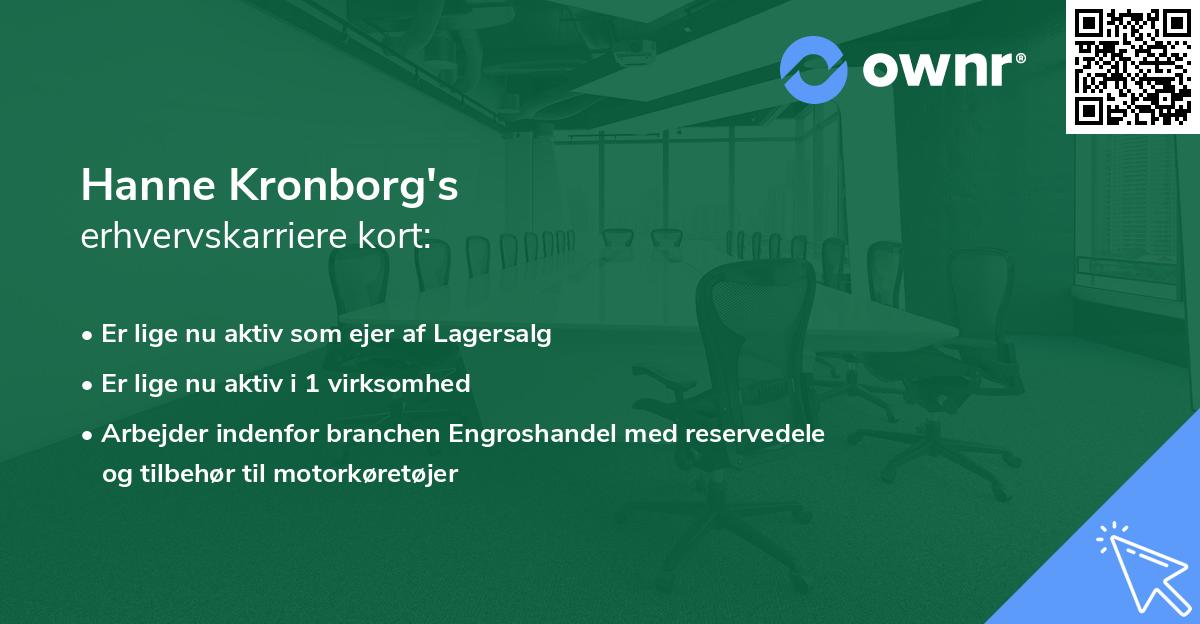 Hanne Kronborg's erhvervskarriere kort