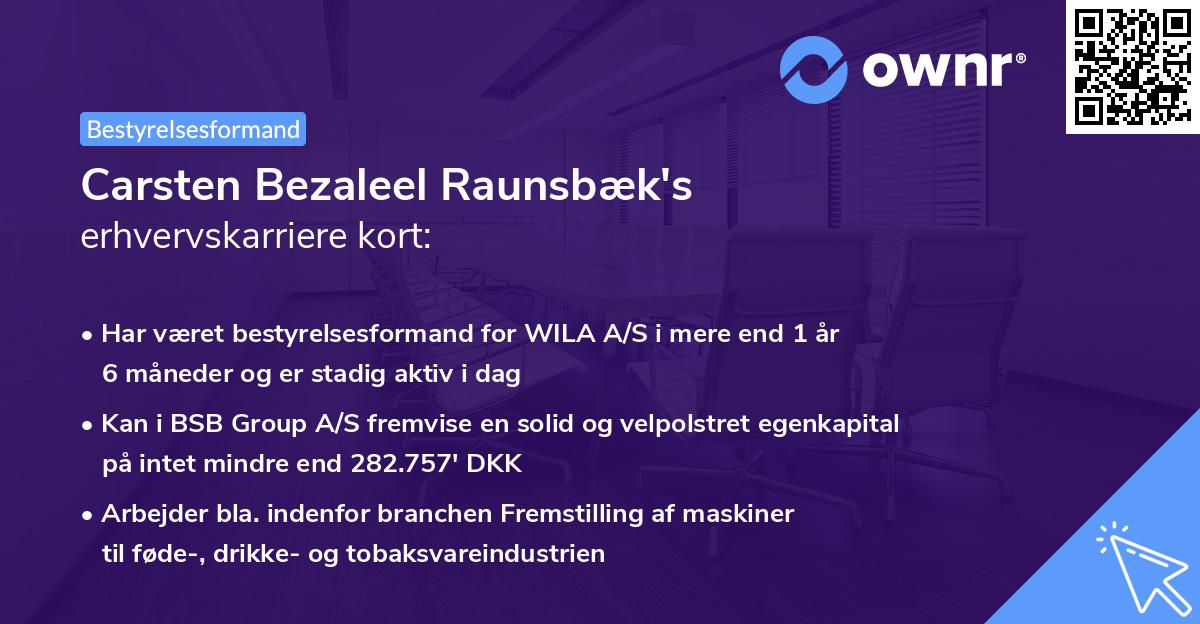 Carsten Bezaleel Raunsbæk's erhvervskarriere kort