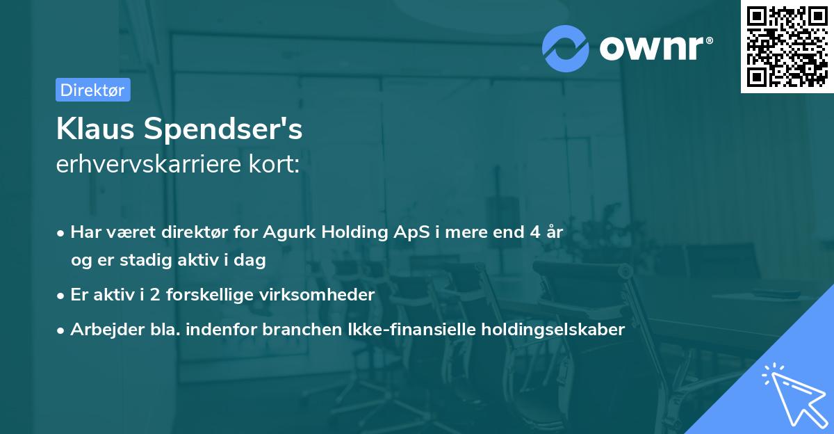 Klaus Spendser's erhvervskarriere kort