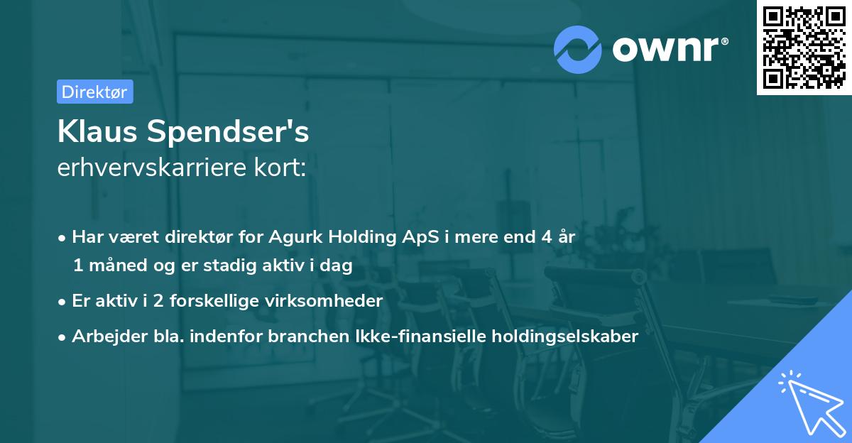 Klaus Spendser's erhvervskarriere kort