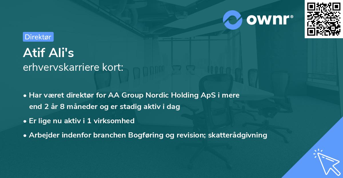 Atif Ali's erhvervskarriere kort