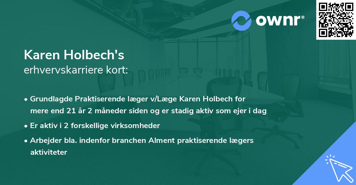 Karen Holbech's erhvervskarriere kort