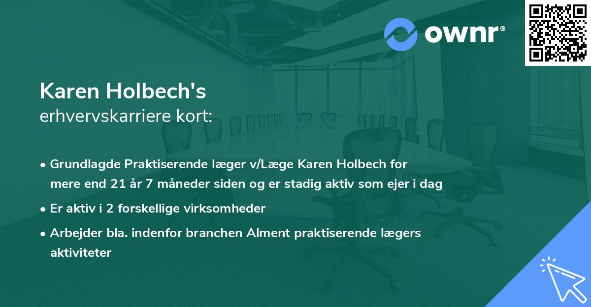 Karen Holbech's erhvervskarriere kort