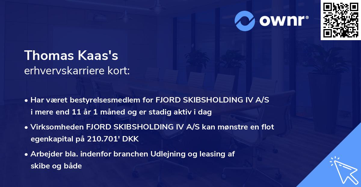 Thomas Kaas's erhvervskarriere kort