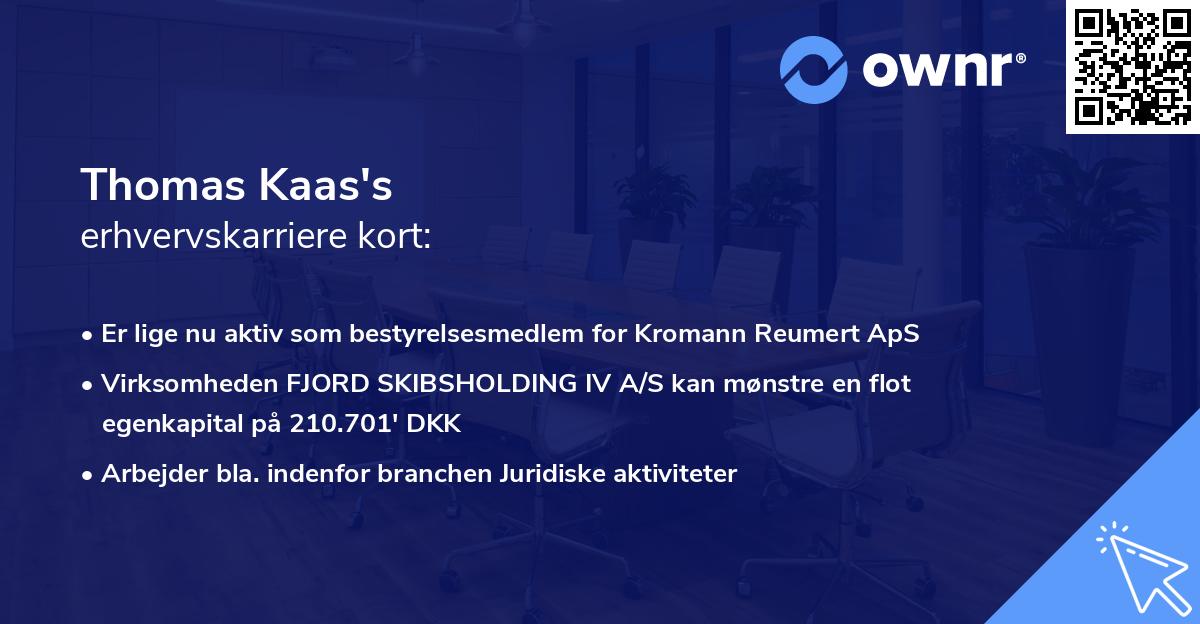 Thomas Kaas's erhvervskarriere kort