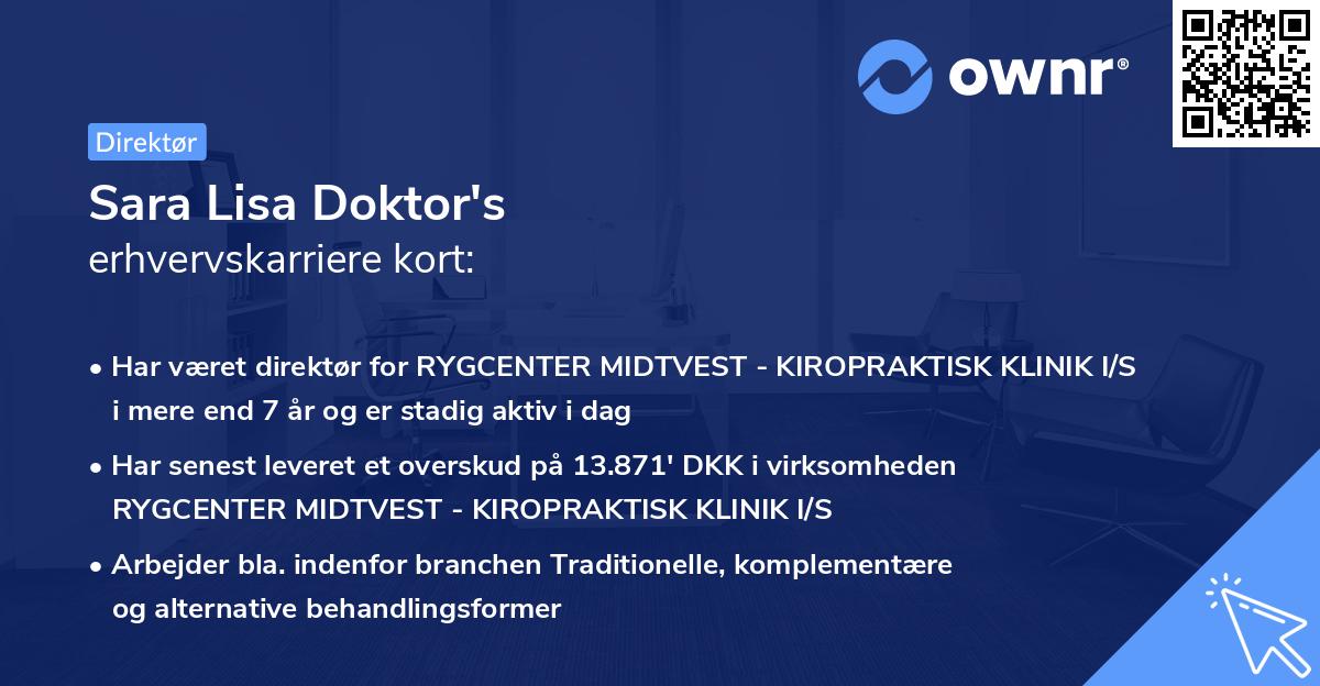 Sara Lisa Doktor's erhvervskarriere kort