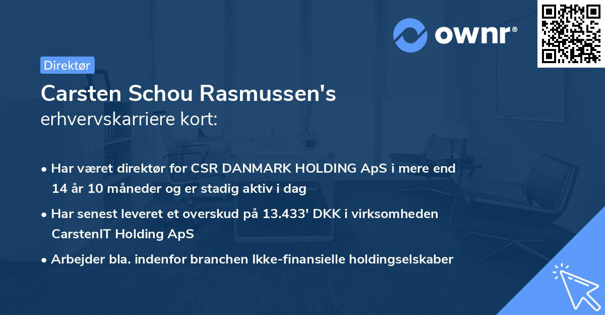 Carsten Schou Rasmussen's erhvervskarriere kort