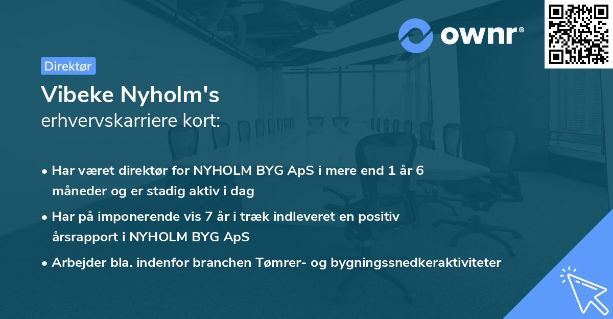 Vibeke Nyholm's erhvervskarriere kort