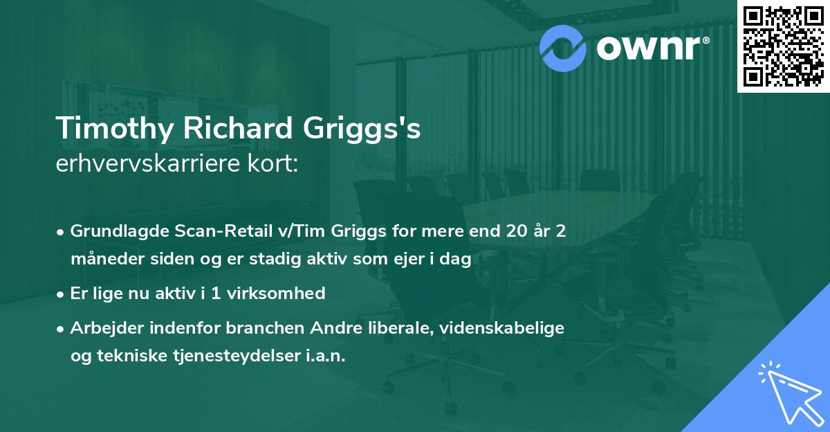 Timothy Richard Griggs's erhvervskarriere kort
