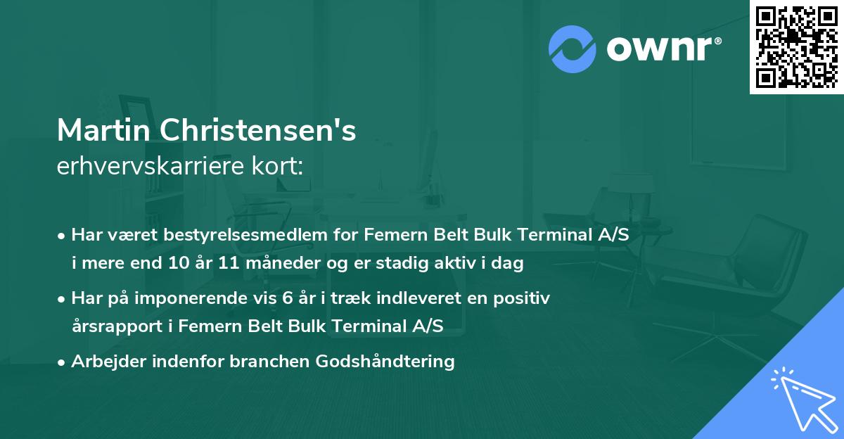 Martin Christensen's erhvervskarriere kort