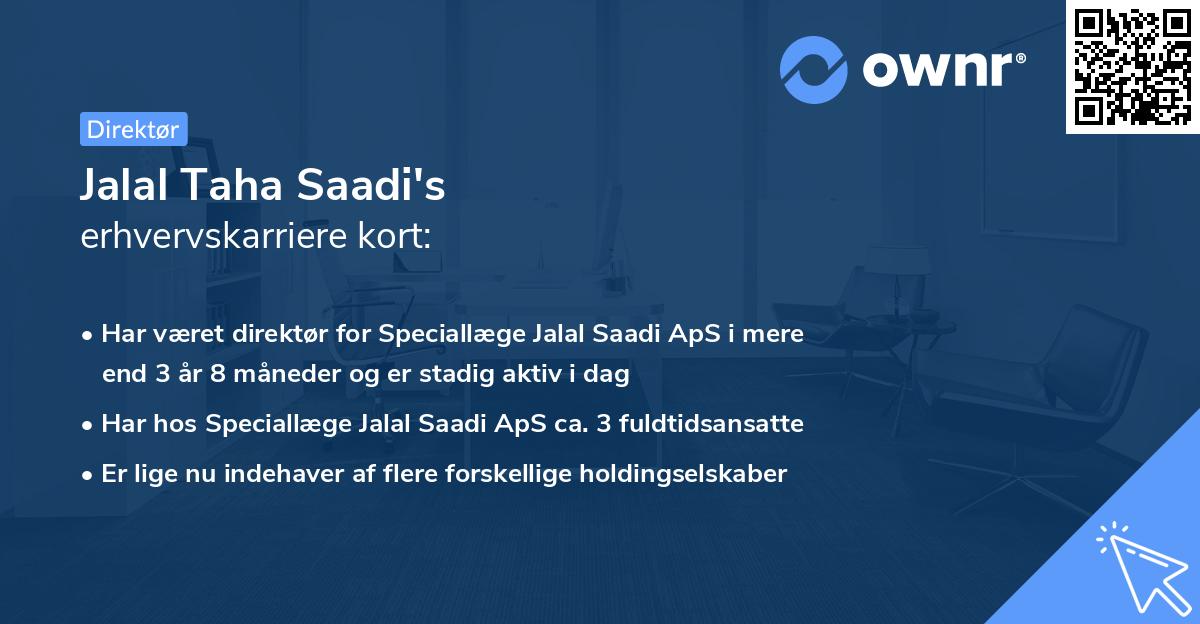 Jalal Taha Saadi's erhvervskarriere kort