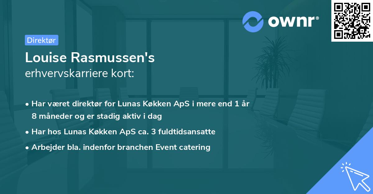 Louise Rasmussen's erhvervskarriere kort