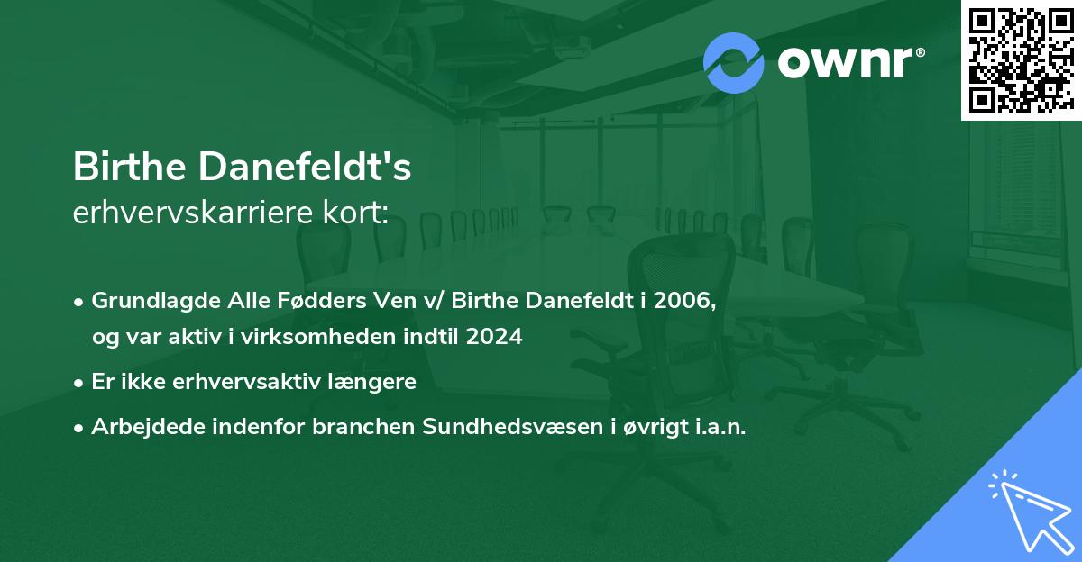 Birthe Danefeldt's erhvervskarriere kort