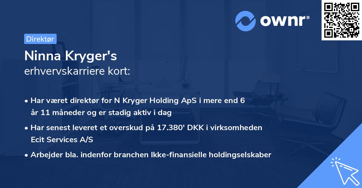 Ninna Kryger's erhvervskarriere kort